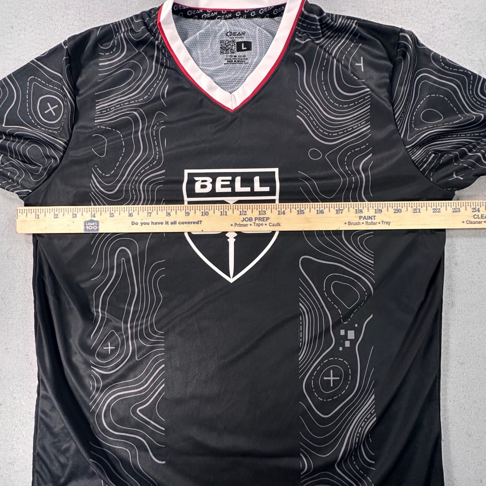Gear Team Apparel Bell Flight Jersey Mens Large Black Topographic Map V-Neck - Picture 6 of 6